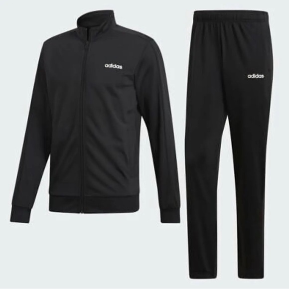 adidas Mens Back to Basic Black 2 piece Tracksuit Track Jacket and Pants set - Picture 5 of 10